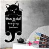 Ambiance Sticker Ardesia - Adesivo da parete trasparente con gatto fatto a cucù, altezza 165 x larghezza 75 cm + 4 gessi liquidi