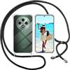ISOI Cover con Cordino per Oppo Reno 12 F 5G/Reno 12F 5G/ Reno 12 FS 5G, Custodia Trasparente con Collana Tracolla Laccio Collo Ultra Sottile Morbido TPU Antiurto AntiGraffio Antiscivolo Case, Nero