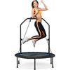 COSTWAY Mini Trampolino Pieghevole 101cm, Trampolino Fitness per Adulti e Bambini,con Maniglia Altezza Regolabile, Capacità di Carico 150 kg (Blu)