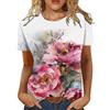 Xmiral T-Shirt da Donna Casual T-Shirt Girocollo Manica Corta Floreale T-Shirt a Tunica con Spacco Laterale Allentata Stampata a Fiori Maglie Particolari