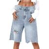 ORANDESIGNE Pantaloncini Donna Jorts Estivi Jeans Corti Vita Bassa Shorts Jeans con Tasca Estate Pantaloni Corti Baggy Pantaloni Casual Bermuda Shorts Streetwear F Blu XXL