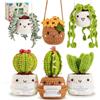 Mecmbj Simpatico Kit per Uncinetto con Cactus, Kit per Uncinetto con Vaso per Piante Fatto a Mano da 6 Pezzi, Set per Principianti all'uncinetto per Adulti con Istruzioni Video Passo di Inglese