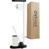ovimar Set WC da terra 3 in 1 Vradal in bianco | Set scopino WC con testina in silicone, portarotolo e porta smartphone Molto salvaspazio | Elegante organizer da bagno in acciaio inox