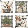 Bseical 4 Pezzi Cuscini Natalizi per Letto, Federe Cuscino Divano 45x45cm Natale, Federa di Natale Beige, Decorazioni Natalizie Lino, Decorazione Natalizia per la Casa Addobbi Soggiorno Sedia Decorativi (C)