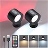 COLORLAM Applique da Parete LED Lampada da Parete Interno Senza Fili RGB con Telecomando Luci da Parete Ricaricabile Ruota di 360° Lampada da Comodino Magnetica con 3 Colori Luminosità Dimmerabile