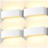 ledmo 4 Pezzi 30W Applique da Parete Interno/Esterno Angolo Regolabile del Fascio su e giù Lampada da Parete 3000K Bianco caldo IP65 Impermeabile Bianco Applique Esterno