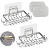 YoHyien 2 Pezzi 304 Acciaio Inossidabile Portasapone da Muro, Porta Sapone Doccia Adesivo con Ganci e Salvasapone, Portasaponetta senza Foratura per Bagno, Cucina, Impermeabile e Antiruggine (Argento)