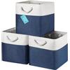 OrganiHaus Set di 3 Cubi Scatole Portaoggetti 30x30, Cestini Portaoggetti in Tessuto con Manici in Corda, Cubi Portaoggetti Pieghevoli per Libreria Kallax, Cestino per la Cameretta. Blu navy