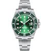 PAGRNE DESIGN Orologi Uomo, orologio automatico, movimento giapponese, calendario luminoso impermeabile in acciaio inossidabile (Verde)