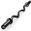 PhysKcal EZ Curl Bar, barra per sollevamento pesi Super EZ da 119 cm, per dischi standard da 5,1 cm, eccellente per guadagnare bicipiti e tricipiti, nero