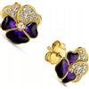 MENNICA BYDGOSKA Orecchini Fiori Viole del pensiero Argento 925 con Diamante Zirconi per Ragazze Adolescente Chiusura Nichel Free Pin per Regalo di Compleanno Placcato Oro