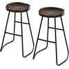 HOMCOM Set 2 Sgabelli Alti in Stile Industriale, Sgabelli da Bar con Telaio in Acciaio Nero e Seduta in Legno, Sgabelli Vintage per Cucina, 49.5x44x71cm