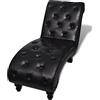vidaXL Chaise Lounge Chesterfield in Pelle Sintetica Marrone Poltrona Letto