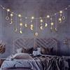 Brmeday Ghirlanda fasi lunari con LED, Decorazione murale macramè oro 144 cm 13 lune per camera, soggiorno o esterni, Include catena luminosa