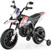 COSTWAY 12V Aprilia Moto Cavalcabile per Bambini, Motocicletta Elettrica con Ruote Ausiliarie e Musica Wireless, Sospensione a Molla, Moto Elettrica alla Moda per Bambini 3-8 Anni (Bianco)