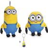 Play by Play Minions Rise of Gru Peluche Minions Peluche premium Nuova selezione Bob, Otto, Kevin, Stuart, Dave con occhi in PVC Licenza originale (Bob + Kevin Pack 2)