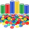 Skylety 400 Fiches Poker in Plastica 4 Colori 1 Pollice Piccoli Contatori di Apprendimento Carta Chip Vuota per Gioco Conteggio Apprendimento Matematica Premio (Rosso, Blu, Verde, Giallo)