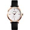 SKMEI Orologi da donna con cinturino in pelle nera, alla moda, semplice, piccolo, leggero, minimalista, sottile, impermeabile, casual, analogico, al quarzo, per ragazze, regali femminili,