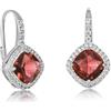 Diamond Treats Orecchini Pendenti Donna in Argento Sterling 925 con Zirconi Cubici Rossi Rubino e Bianco, Orecchini Lunghi con Pietre Rossi