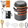 HENGBIRD Set di Stoviglie da Campeggio Pieghevole Con Posate in Acciaio Inox e Pentole per Fornelli a Gas
