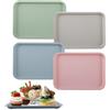 wocpvm 4 Vassoi Servizio Rettangolari Plastica Mini Vassoio Plastica Vassoi | Rettangolari Riutilizzabili 24,5 x 17,5 cm per tè, cibo, snack, cucina, caffetteria, panetteria (4 Colori)