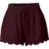 Generic 2024 Donne Estate Moda Pizzo Plus Size Corda Tie Shorts Yoga Sport Pantaloni Leggings Pantaloni Pantaloncini Caldi Pantaloni Pantaloncini Donna Corto, vino, M