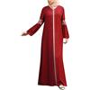 KBOPLEMQ Abbigliamento da preghiera da donna Abito musulmano da donna elegante Ramadan lungo abito da preghiera Abaya Arabo con lacci maniche a tromba Robe Caftano Dubai Islamico Abiti lunghi Robe, O