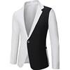 Generic Giacca da uomo patchwork bicolore slim fit 1 bottone vintage colletto con risvolto giacca elegante anni '70 giacca slim fit festa festa business smoking giacca autunno inverno cappotto per uomo,