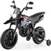 COSTWAY 12V Aprilia Moto Cavalcabile per Bambini, Motocicletta Elettrica con Ruote Ausiliarie e Musica Wireless, Sospensione a Molla, Moto Elettrica alla Moda per Bambini 3-8 Anni (Blu)