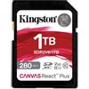 Kingston Technology 1TB Canvas React Plus SDXC UHS-II 280R/150W U3 V60 for Full HD/4K