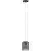 Eglo Colomera Lampadario a sospensione per tavolo da pranzo, elegante lampadario per sala da pranzo in metallo nero e vetro fumé, attacco E27, diametro 15 cm