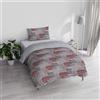 Italian Bed Linen Parure copripiumino ATHENA con sacco e federe stampati, LUCY ROSSO, Singolo