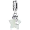 luvhaha Ciondolo colorato a forma di stella dei desideri con perla in argento Sterling adatto per bracciale Pandora da donna, Nein., Argento sterling, No