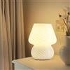 Generic Lampada a forma di fungo, lampada da comodino in vetro traslucido con 3 colori che cambiano la temperatura, moderna lampada da scrivania a righe per camera da letto, soggiorno, decorazione per la casa