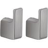 Gedy Pirenei - Set di 2 grucce in ottone spazzolato | L2 x P3,3 x H5,3 cm (per unità) | Ottone | Viti da parete + tasselli | Spazzolato