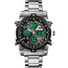 SKMEI Orologio da polso da uomo, impermeabile, militare, analogico, digitale, con cronografo a LED, multi ora, in acciaio inox, da uomo, 1389-argento Nero, 2.28*1.89*0.63 inches, Sportivo