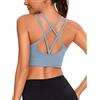 Leversic Reggiseno Sportivo Donna Top Sportivo Donna Reggiseno Scollo a V Imbottito Reggiseni Senza Ferretto Top Palestra Donna Fitness per Yoga Jogging Gym Grigio Blu L