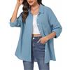 Aottori Camicia Donna in Cotone Blusa a Maniche Lunghe Camicetta con Bottoni Camicia Classico Shirts Casual Bianco M