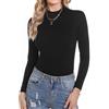 Aottori Maglia Donna Cotone Maglietta Collo Alto Lupetto Manica Lunga Dolcevita Aderente Sottogiacca Invernale Basic Top Elegante Nero L