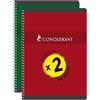 CONQUERANT Set di 2 quaderni A4, 180 pagine, 70 g, Q5 x 5, rilegatura integrale, copertina per carta, colori assortiti