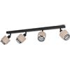 Eglo Lampada da soffitto Rosley, lampada da soffitto con 4 faretti, faretti regolabili, tessuto di colore naturale e metallo nero, faretti da soffitto con attacco E14