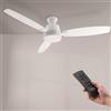 M mimotec - Ventilatore da soffitto con luce Led White Bass, telecomando, motore DC 31W+Luce Led 18W, 6 velocità, Silenzioso,3 Pale di MDF, 132 cm, funzione estate-inverno, timer