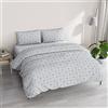 Italian Bed Linen Parure copripiumino ATHENA con sacco e federe stampati, DORA GRIGIO, Matrimoniale