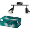 Philips Cleft Spot, 2 faretti, 35W, attacco GU10, lampadina non inclusa, Grado di Protezione IP20, Nero