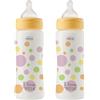 Chicco Set 2 Biberon Perfect Easy Flusso Veloce, Biberon Anticolica, Riduce Rigurgito e Irritabilità, Bottiglia in Plastica da 330ml, Set Regalo, Confezione Risparmio, 4 Mesi+, Bambina