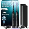 Philips Sonicare 7100, spazzolino elettrico sonico con app, 4 modalità di spazzolamento e 3 livelli di intensità, avviso di pressione, EasyStart, nero, confezione da 2, HX7429/03 [Nuova tecnologia]