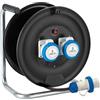 FANTON 14626 Avvolgicavo industriale, cavo 30 metri, spina 3 poli 220V CEE con 2 prese blu 16A, cantiere, campeggio, giardino, camper, caravan, per esterni, resistente all'acqua IP67