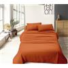 IlGruppone Completo Letto No Stiro Prodotto Italiano Set Lenzuola Tinta Unita Effetto Raso Lenzuolo sotto Fino 30 Cm con Angoli Elasticizzati sopra Federe - Rust - Una Piazza e Mezza