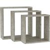 vidaXL Mensole a Cubo da Parete 3 pz Grigio Cemento