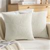 DecorMommt Copricuscini Divano 40x40 Crema Velluto a Coste Strisce Morbido Copri Cuscini per Divano Home Decor set di 2 Quadro Federe Cuscini Divano per Deco del Soggiorno Camera da Letto Divano